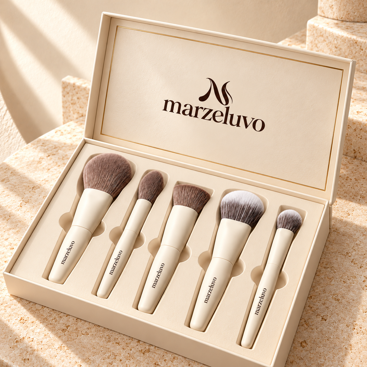 Marzeluvo® Essential 5-Piece Face Makeup Brush Set