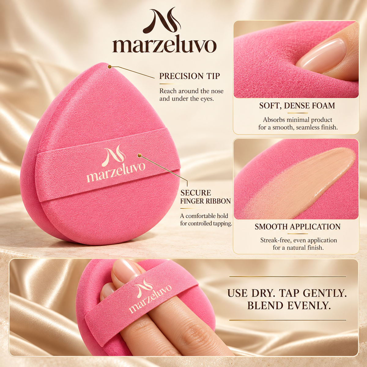 Marzeluvo® Velvet Tap Foundation Puff