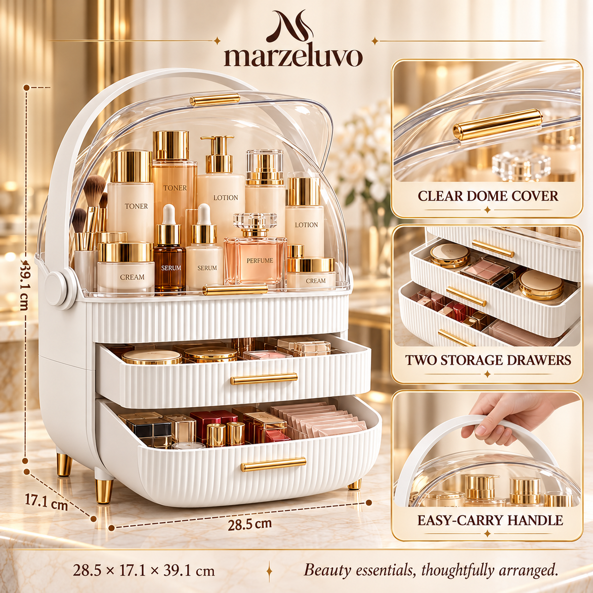 Marzeluvo® Elegance Dome Makeup Organizer