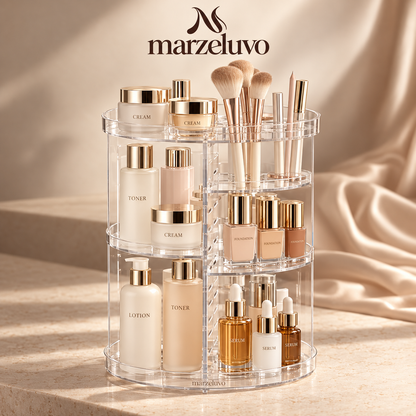 Marzeluvo® Clear Turn Rotating Makeup Organizer