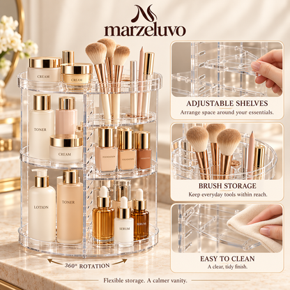 Marzeluvo® Clear Turn Rotating Makeup Organizer