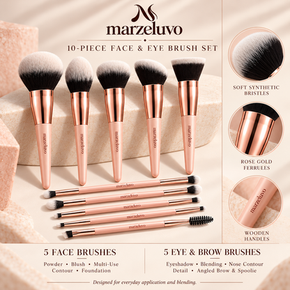 Marzeluvo® Rose Touch 10-Piece Makeup Brush Set