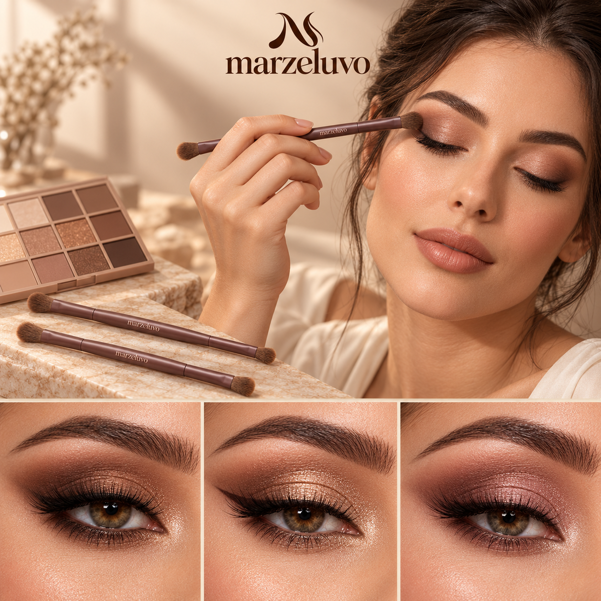 Marzeluvo® Cocoa Blend 12-Piece Makeup Brush Set